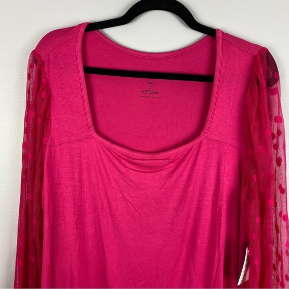 TORRID Pink Super Soft Dot Mesh Sleeve Top 2X NWT - Picture 5 of 12